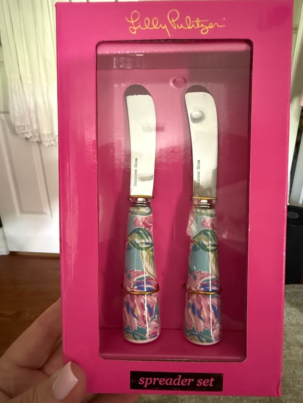 Lilly Pulitzer Multicolor Floral Knife Spreader Set - Pink Box